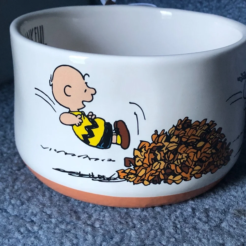 NWT Rae Dunn Peanuts Snoopy Soup or Chili Bowl Thanksgiving Fall Leaves